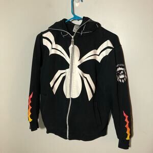 Y2K CLH venom spider man full zip mask black hoodie flames graphic medium